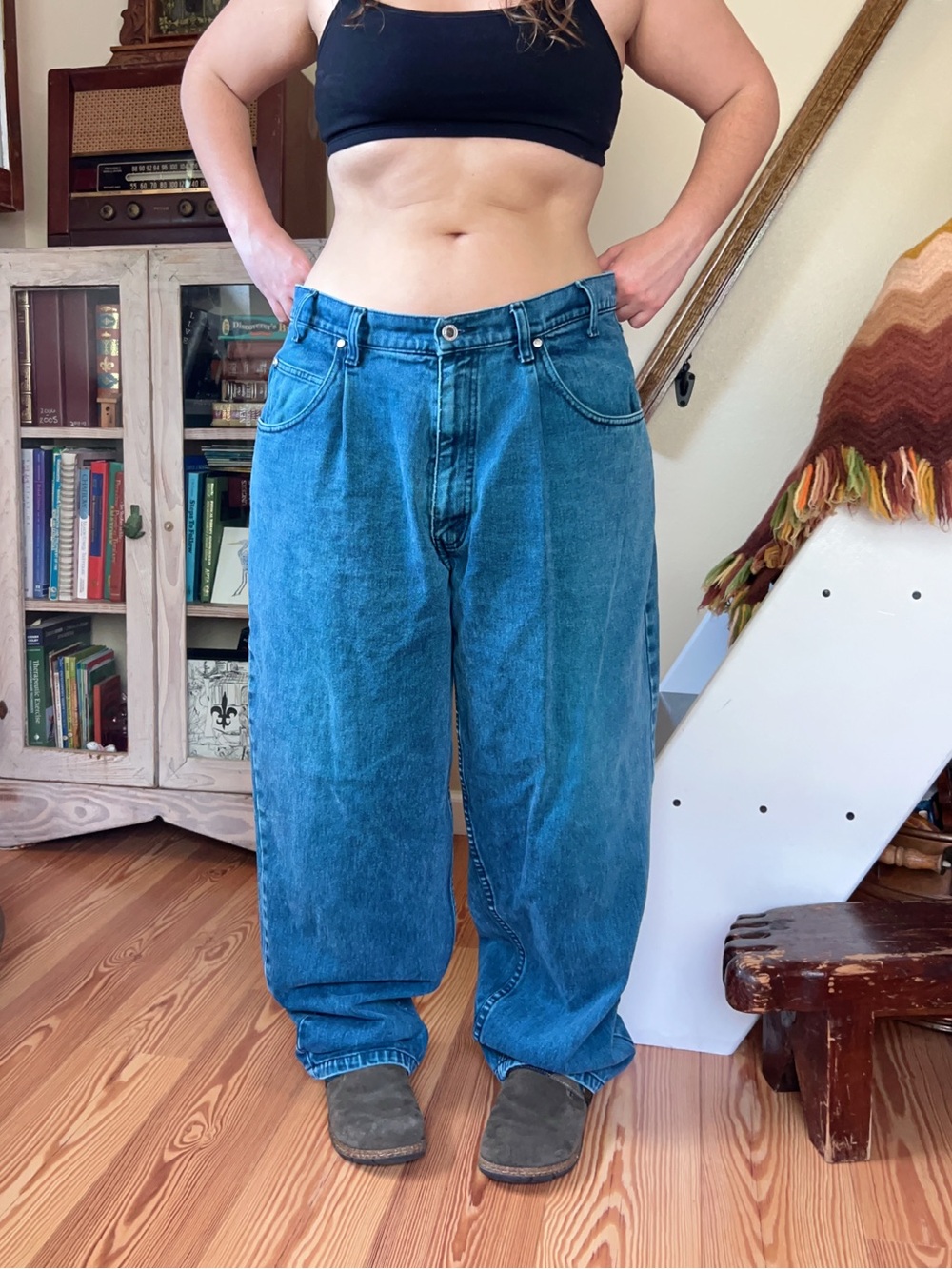Vintage 90s Silver Tab Levi's Baggy Denim Jeans Teal Blue Purple tag 38 x 30